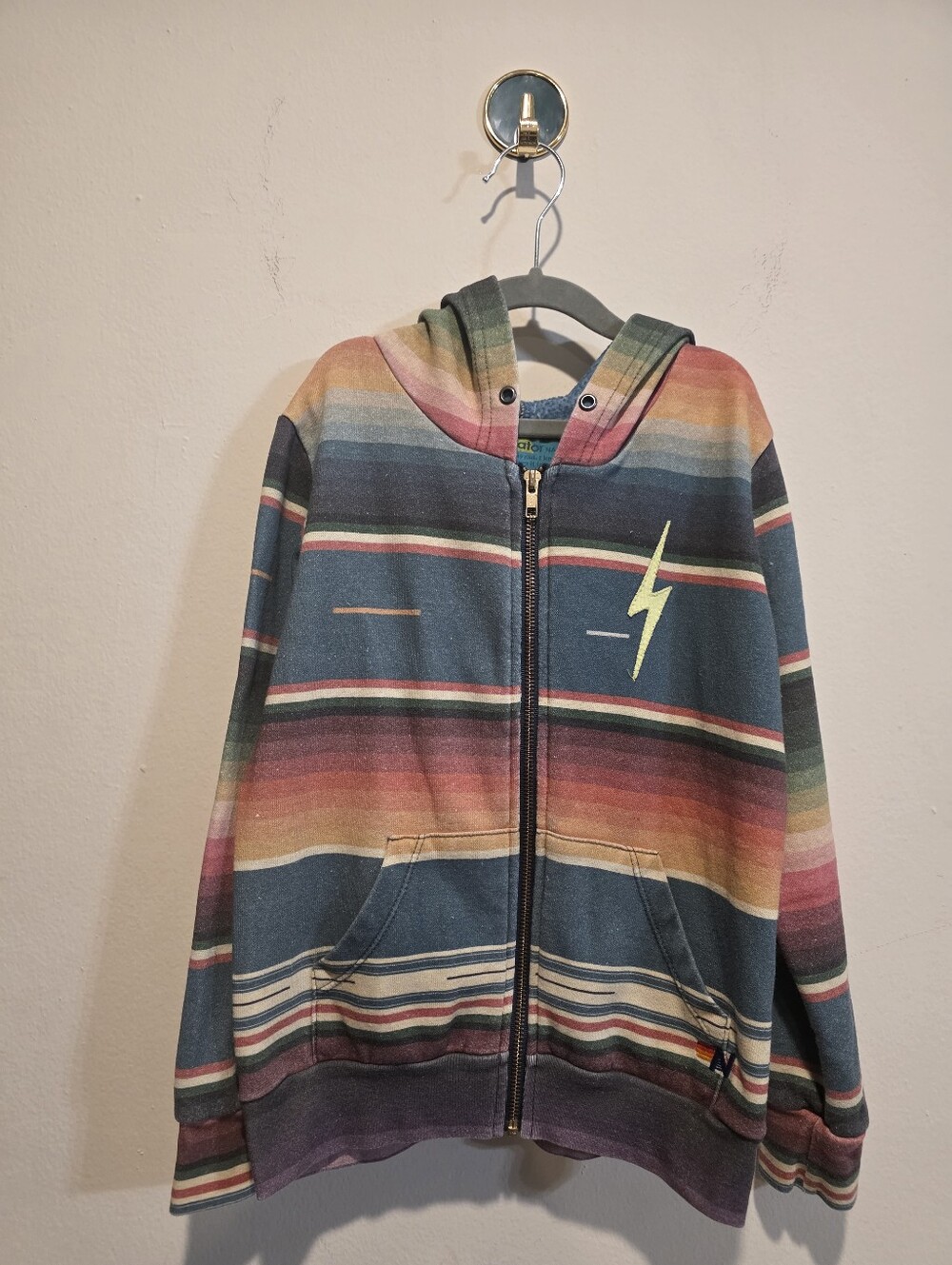 Kids Striped Hooded Zip Jacket - Multicolor